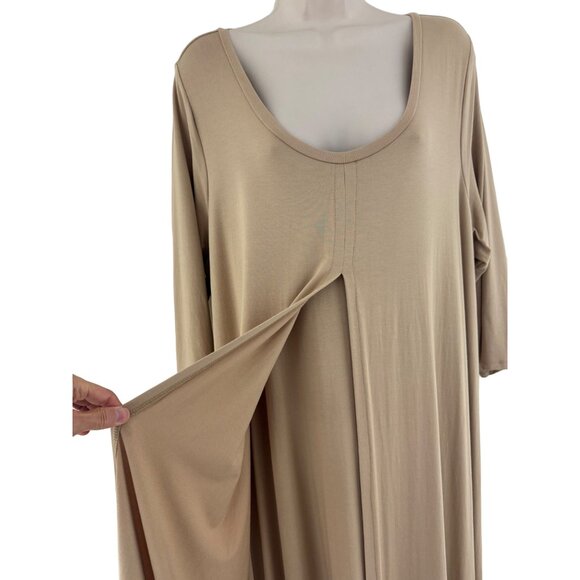 Size 18/20 2X BEIGE KNIT DOUBLE LAYERED DRESS Fall Winter Wedding PLUS SIZE - Picture 3 of 9